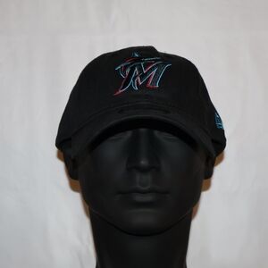 Miami Marlins Black Hat with Blue and Red Logo